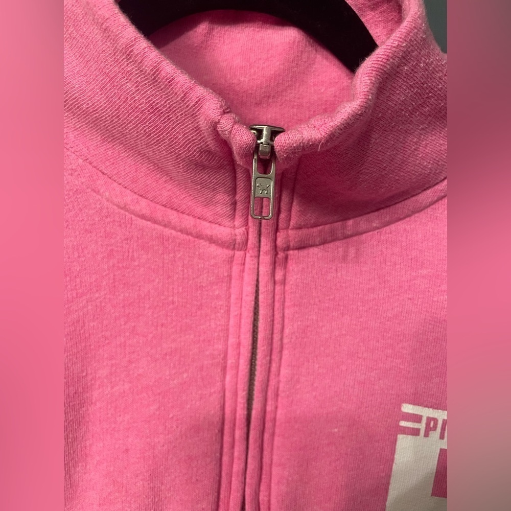 Pink Victoria's Secret 1/4 Zip Sweatshirt size S Pink Logo - Picture 9 of 11
